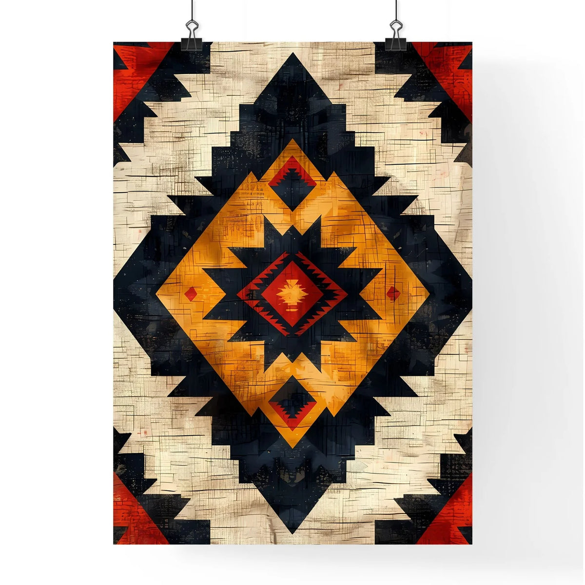 Triangular Aztec Fabric Ikat Seamless Patter Poster