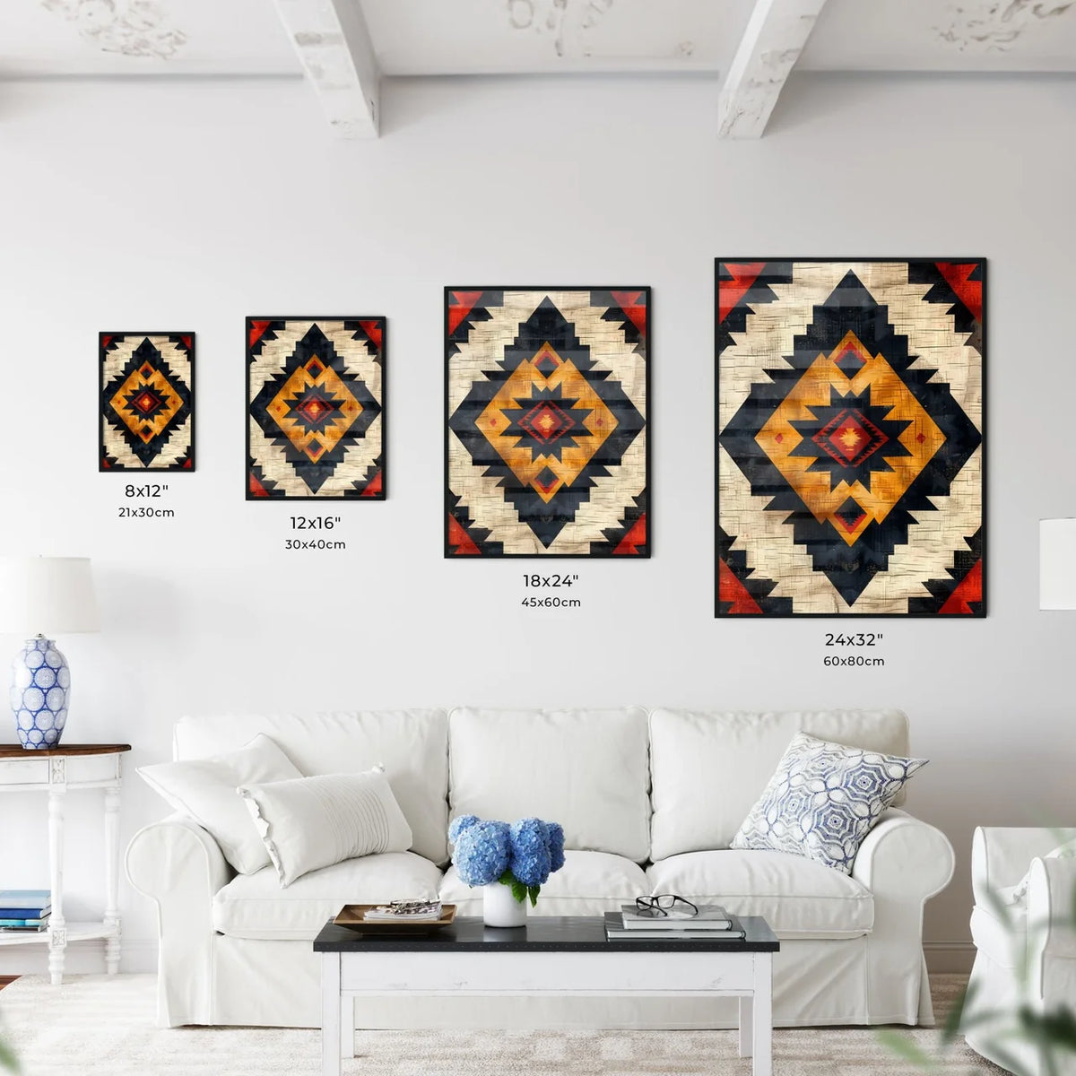 Triangular Aztec Fabric Ikat Seamless Patter - Kitchen Hangings