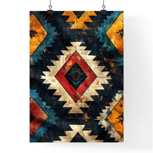 Colorful Triangular Aztec Fabric Ikat Seamle Poster