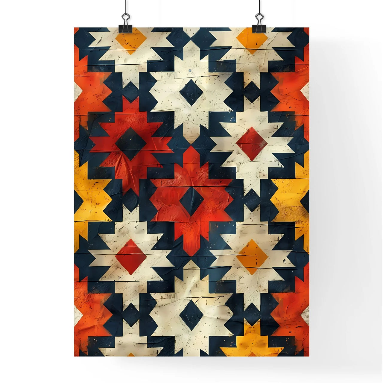 Colorful Triangular Shape Fabric Art Poster