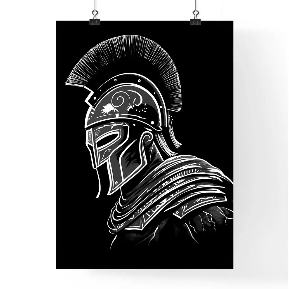 Black and White Trojan Mascot Logo Poster