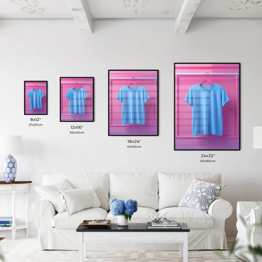 Artistic Blue T-Shirt Mockup with Vibrant Pa - Kitchen Hangings
