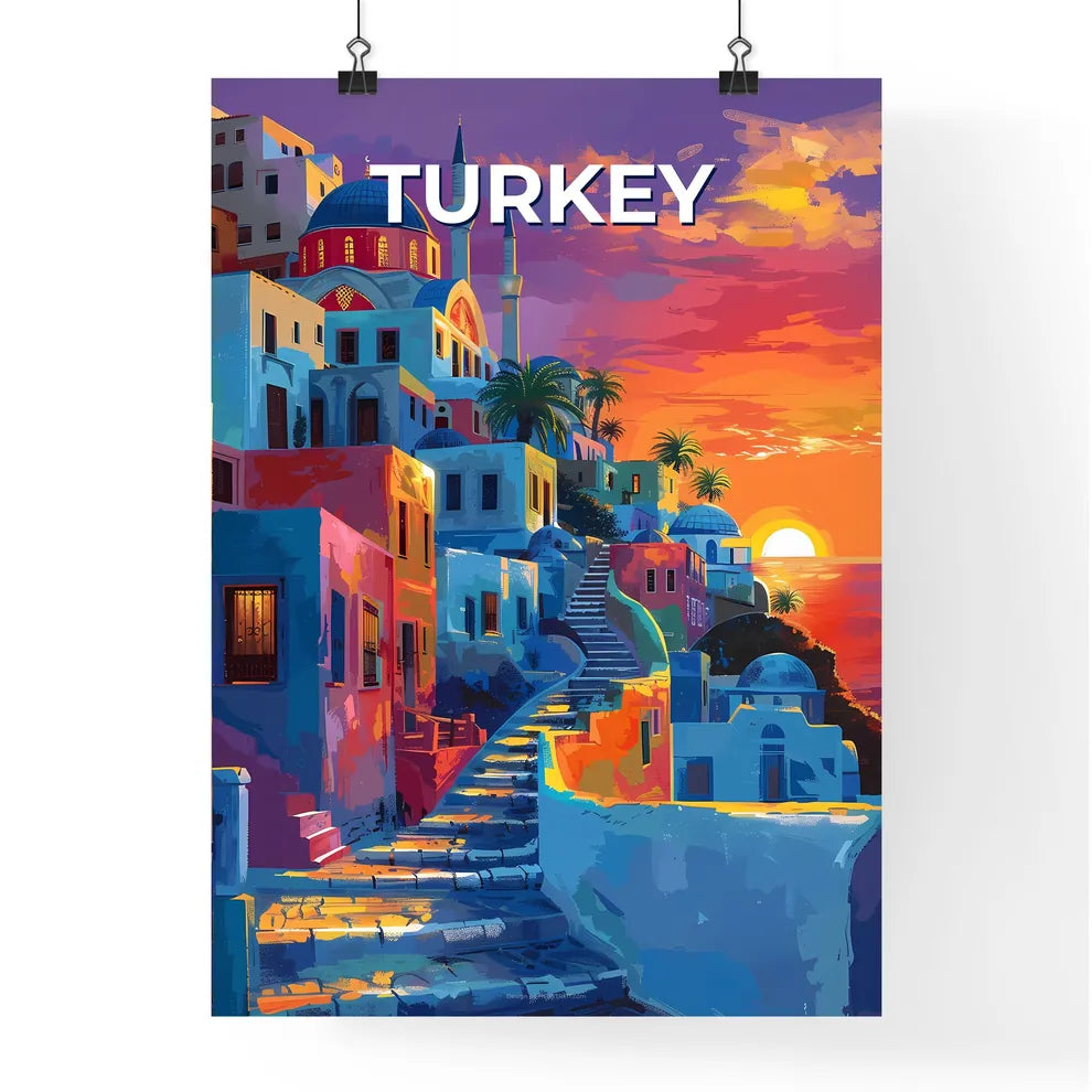 Abstract Painting Turkey Sunset Vibrant Colors Urban Landscape Fine Art Poster