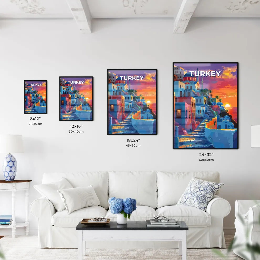 Abstract Painting Turkey Sunset Vibrant Colors Urban Landscape Fine Art Size Chart