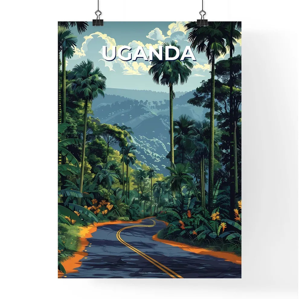 Vibrant Jungle Roadway Painting Poster