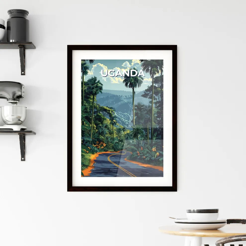 Vibrant Jungle Roadway Painting Framed Print