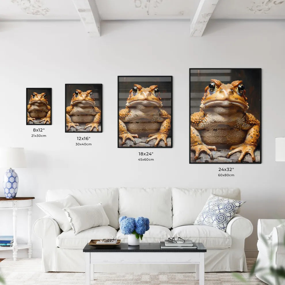 Artistic Frog Painting: Vibrant Close-Up with Toad Size Chart