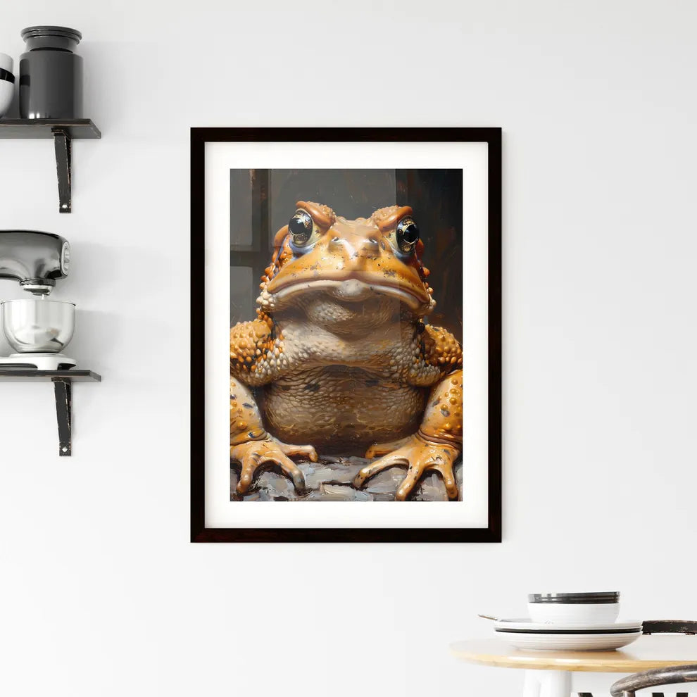 Artistic Frog Painting: Vibrant Close-Up with Toad Framed Print