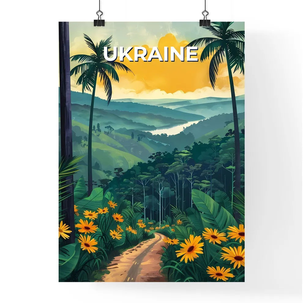 Colourful Painting of a Dirt Road Through a  Poster