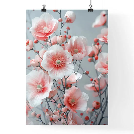 Pink and White Pastel Editorial Floral Photo Poster