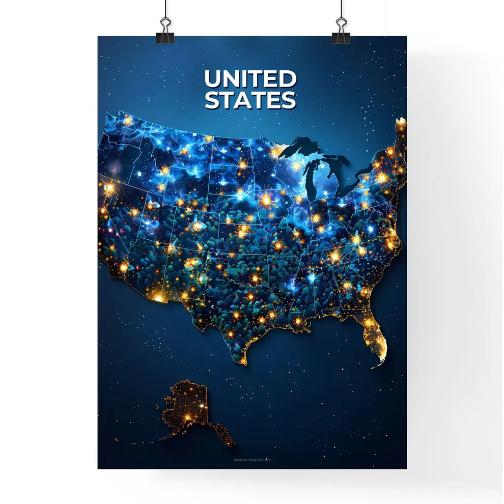 Abstract Art Map of United States Poster