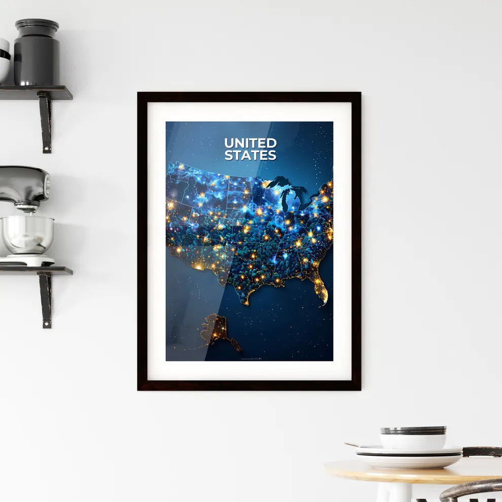 Abstract Art Map of United States Framed Print