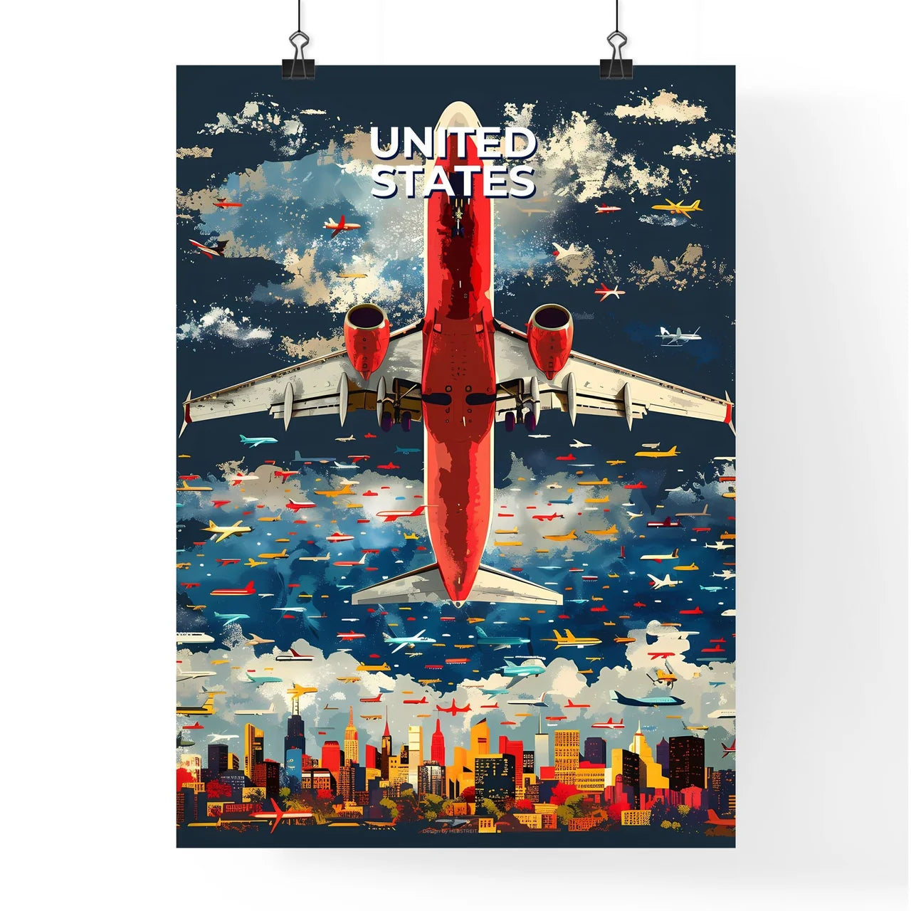 Colorful Cityscape Artwork Digital Painting  Poster