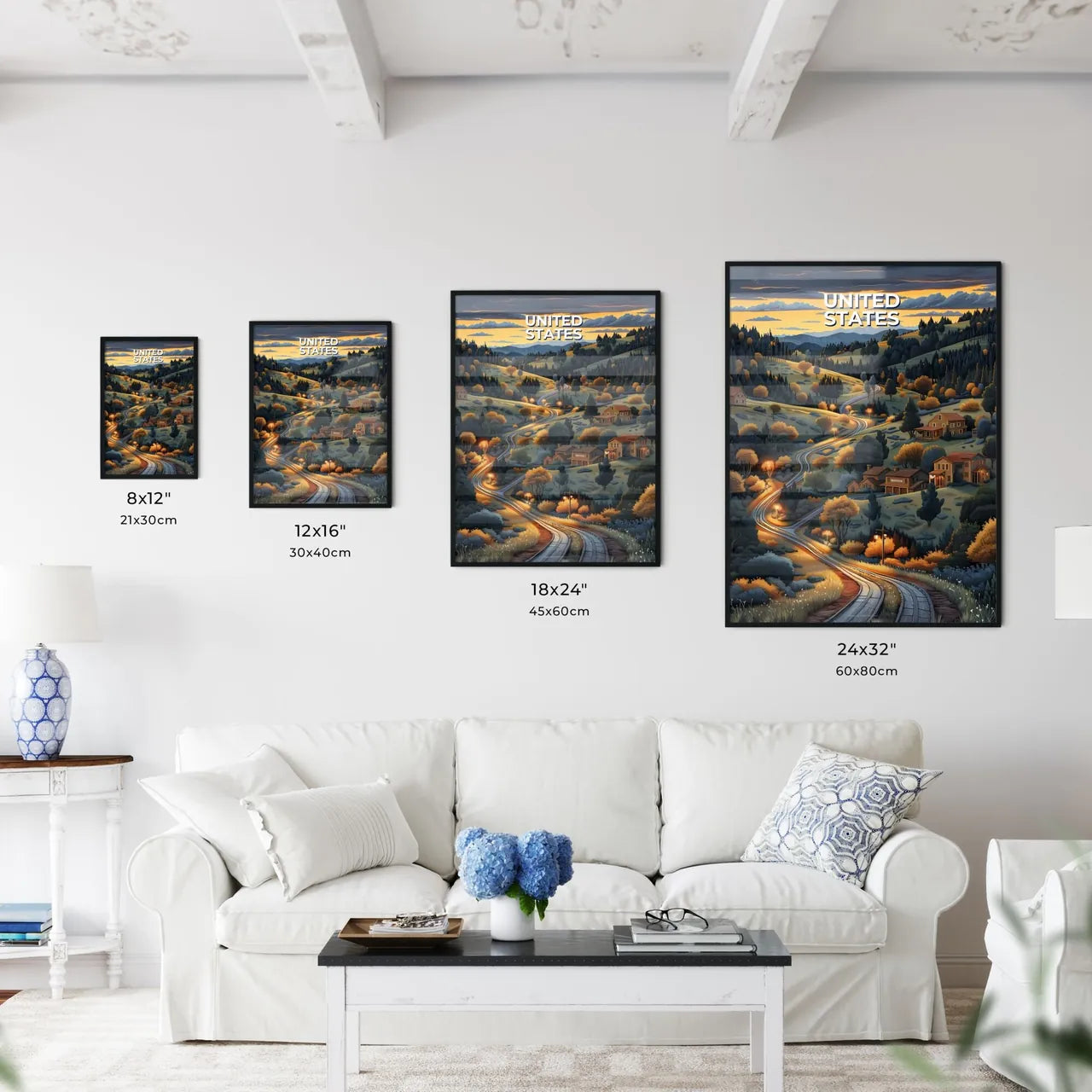 Colorful American Village Scenery Painting - - Kitchen Hangings