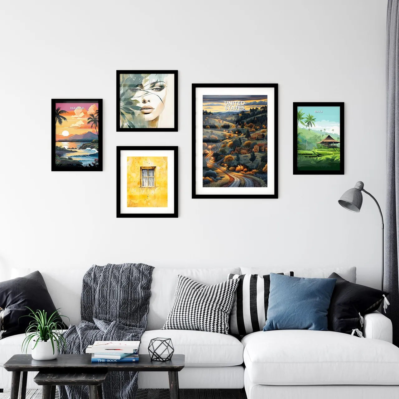 Colorful American Village Scenery Painting - Wall Art
