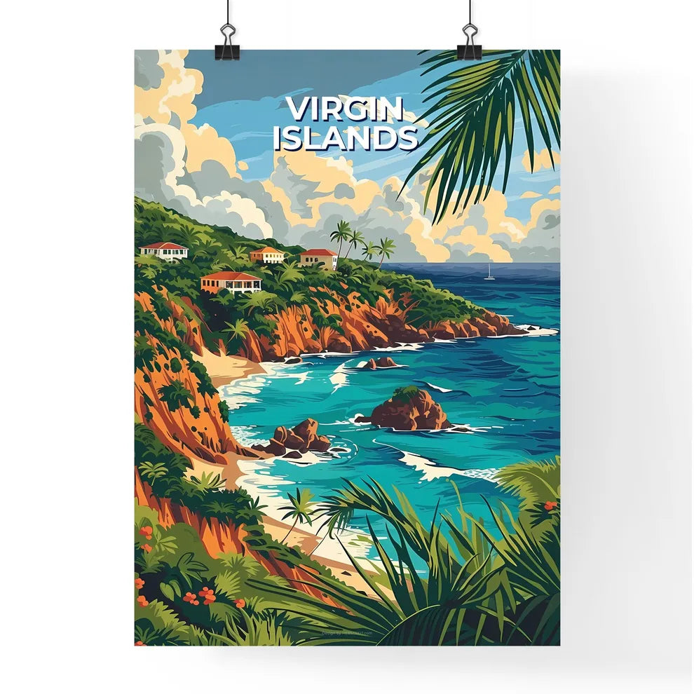 Beachside Homes and Ocean Waves in the US Vi Poster