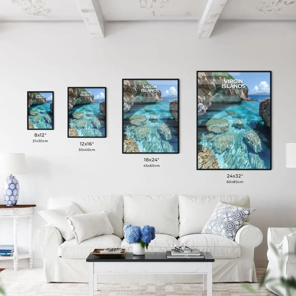 Vibrant Rocky Cliffs and Azure Waters Artwor - Kitchen Hangings