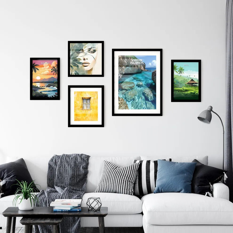 Vibrant Rocky Cliffs and Azure Waters Artwor Wall Art
