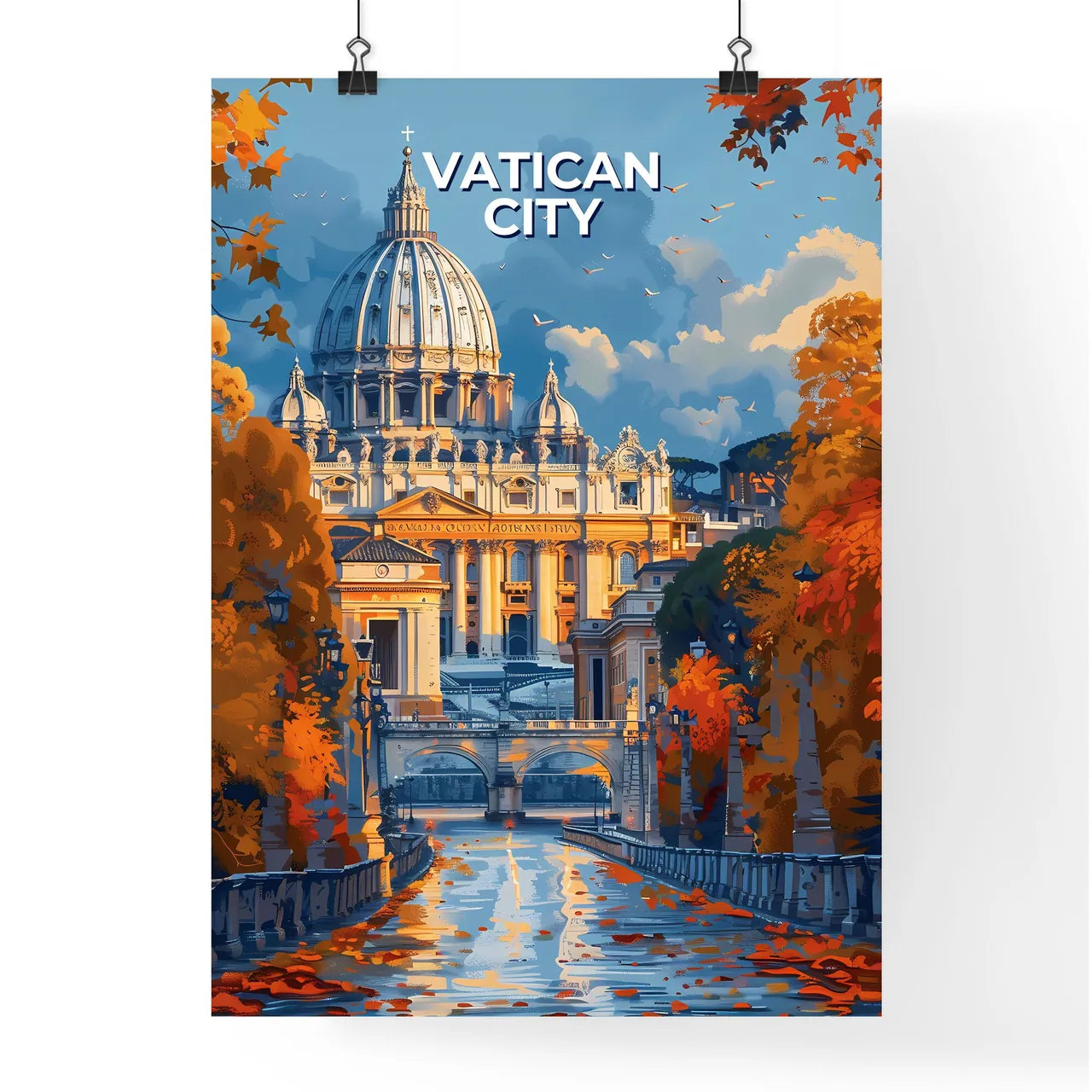 Vatican City Landmark, Dome, Architecture, Bridge, Travel, Italy, Historic, Fresco, Museum Poster