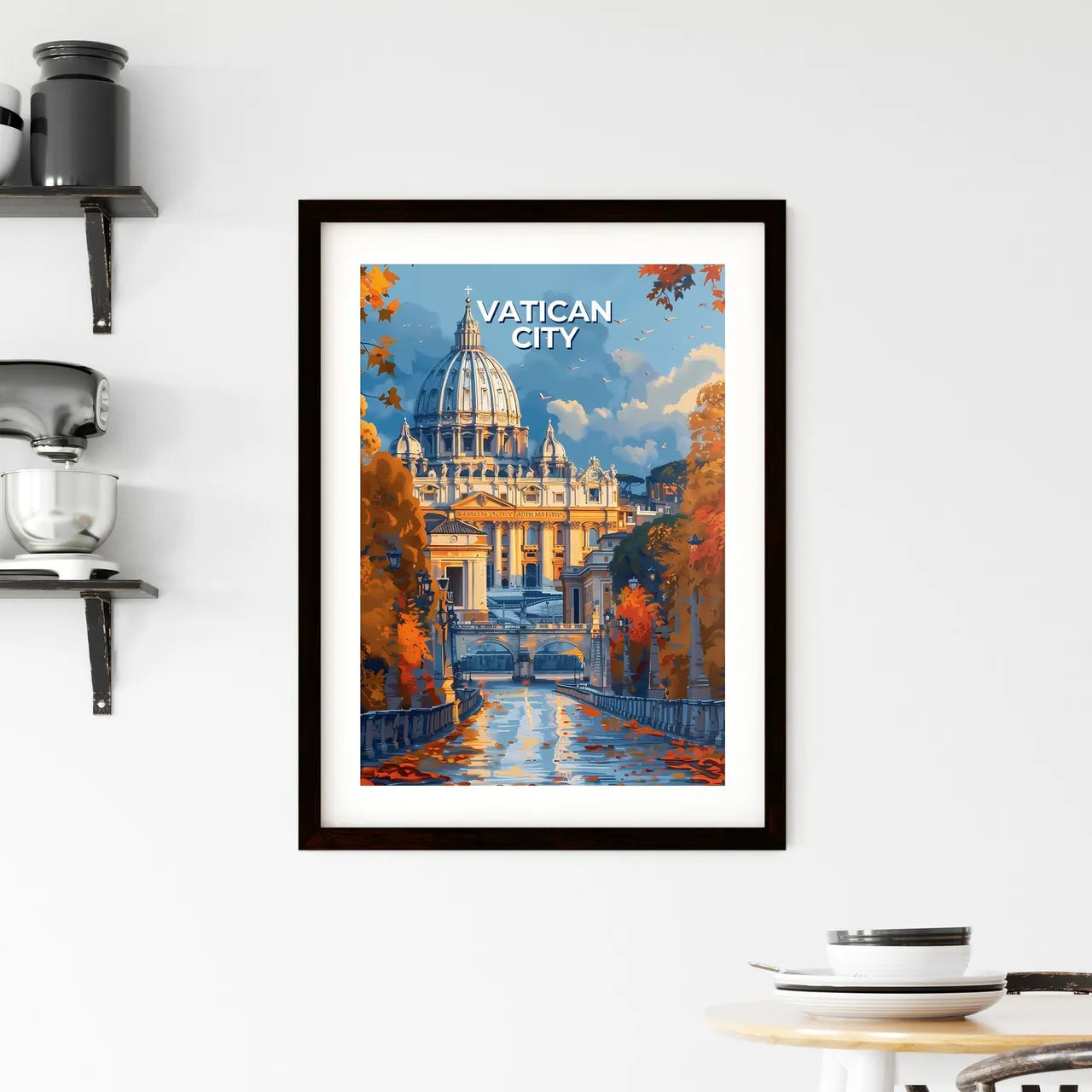 Vatican City Landmark, Dome, Architecture, Bridge, Travel, Italy, Historic, Fresco, Museum Custom Print