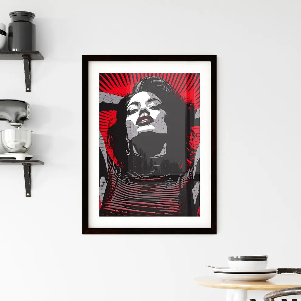 Black and White Fashion Illustration of a Wo Framed Print