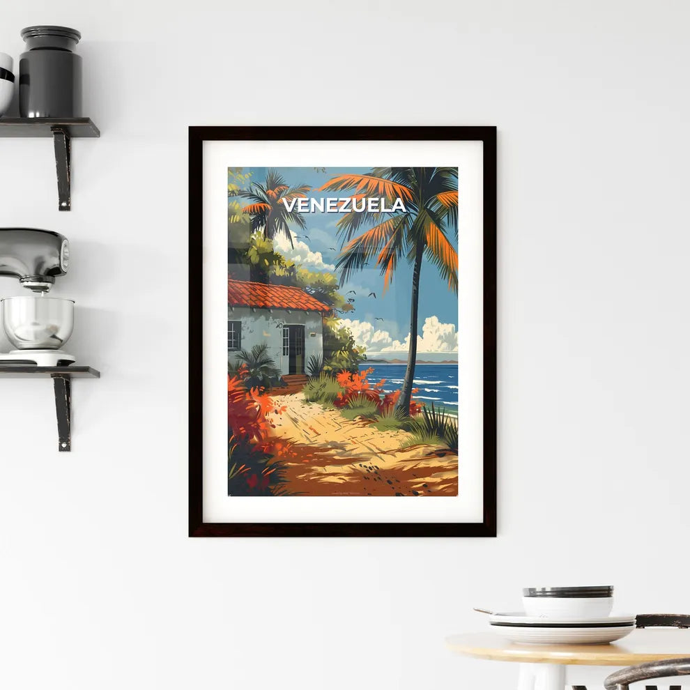 Colorful Handcrafted Painting of a Beach Hou Framed Print