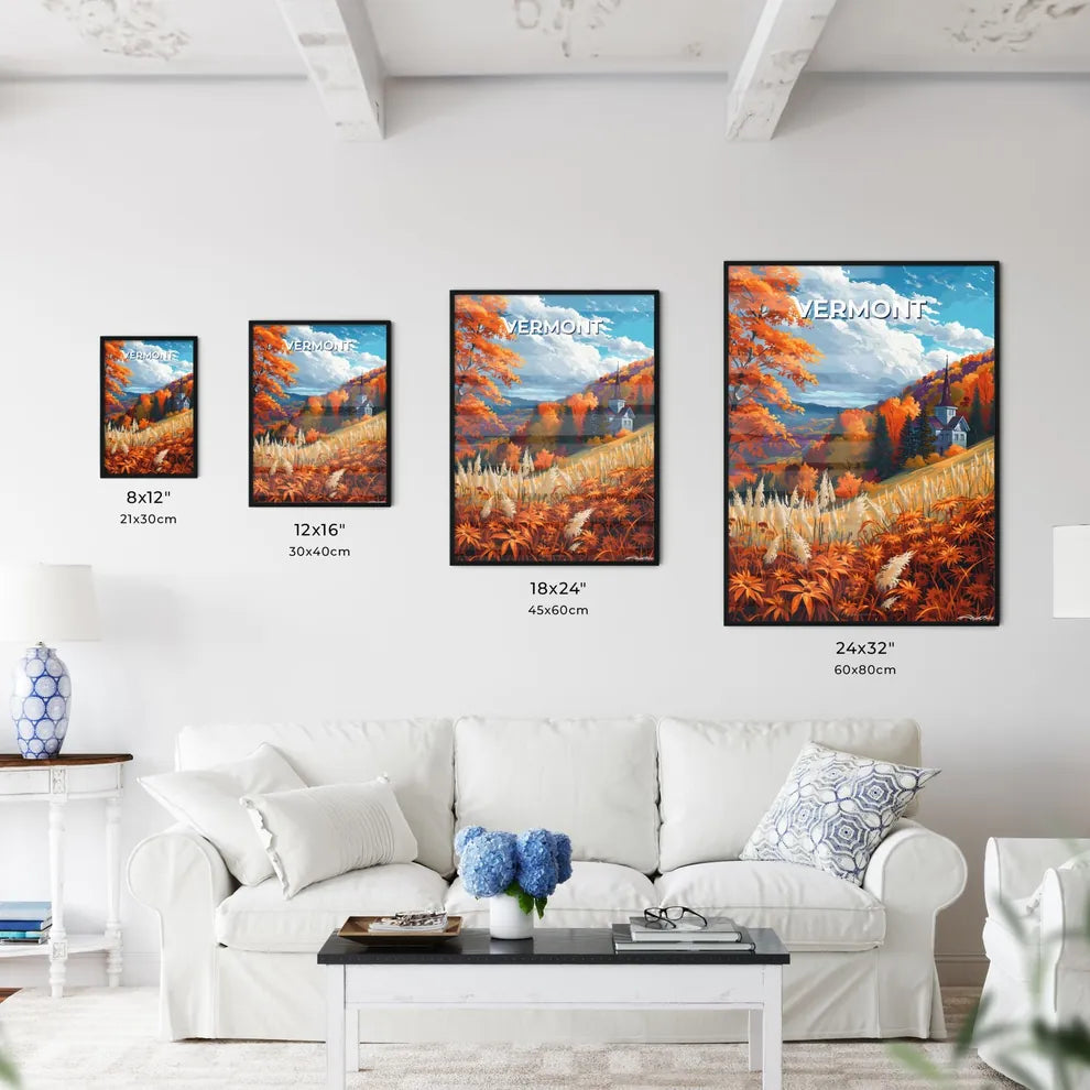 Vibrant Landscape Painting Depicting a Quain - Kitchen Hangings