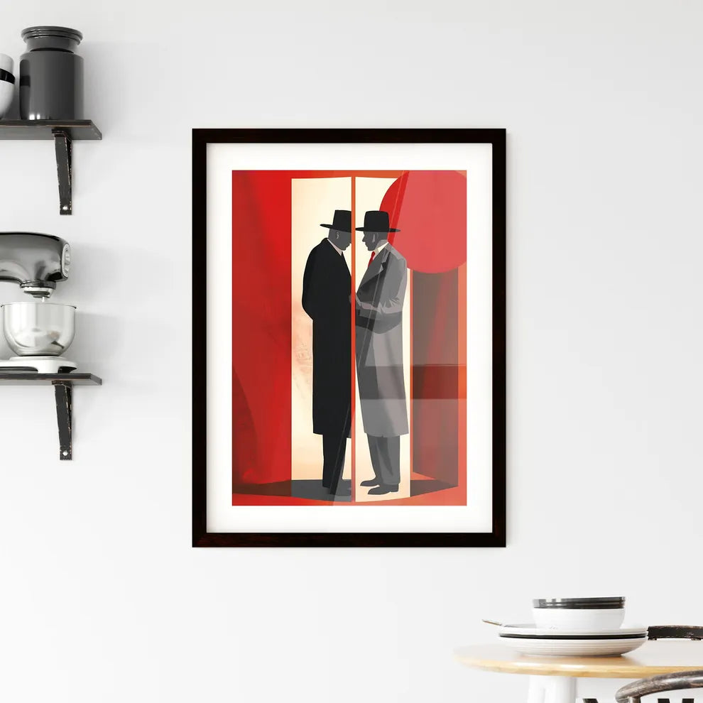 Abstract painting - Two men stand together i Framed Print