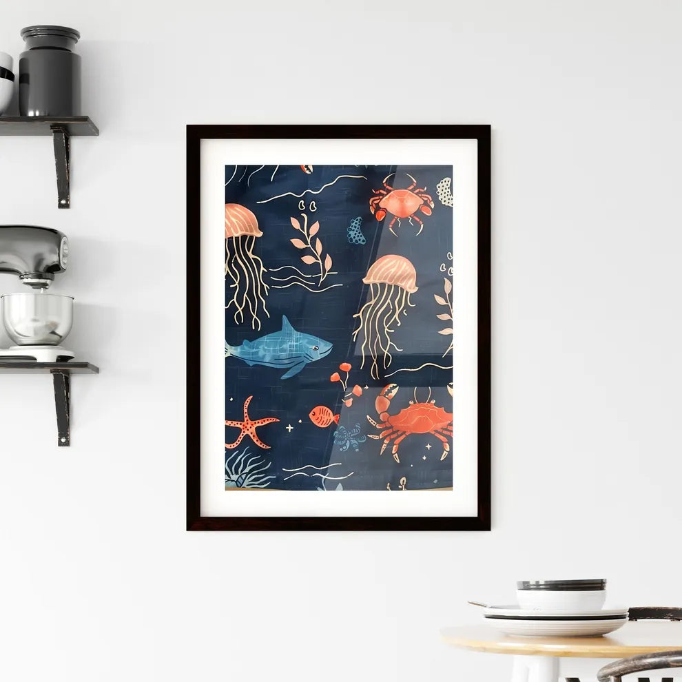 Vibrant Blue Marine Canvas Ar Framed Print