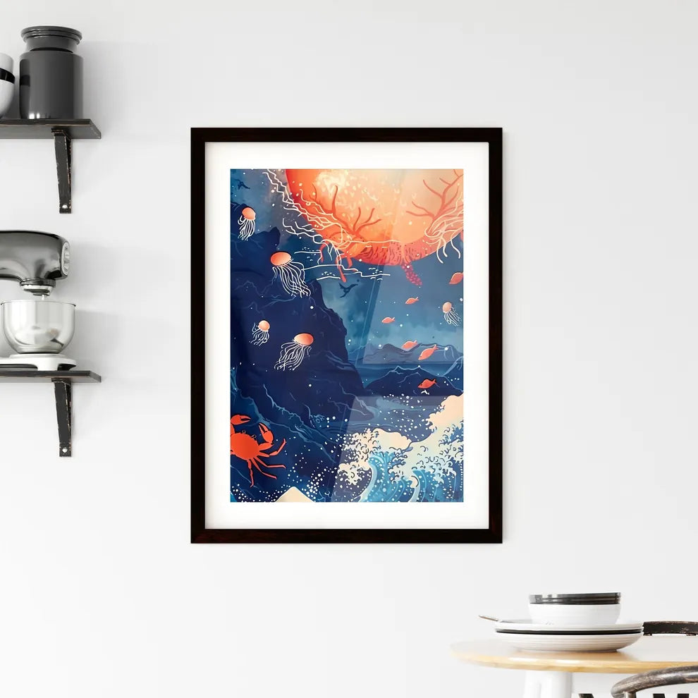 Vibrant Blue Seascape Paintin Framed Print