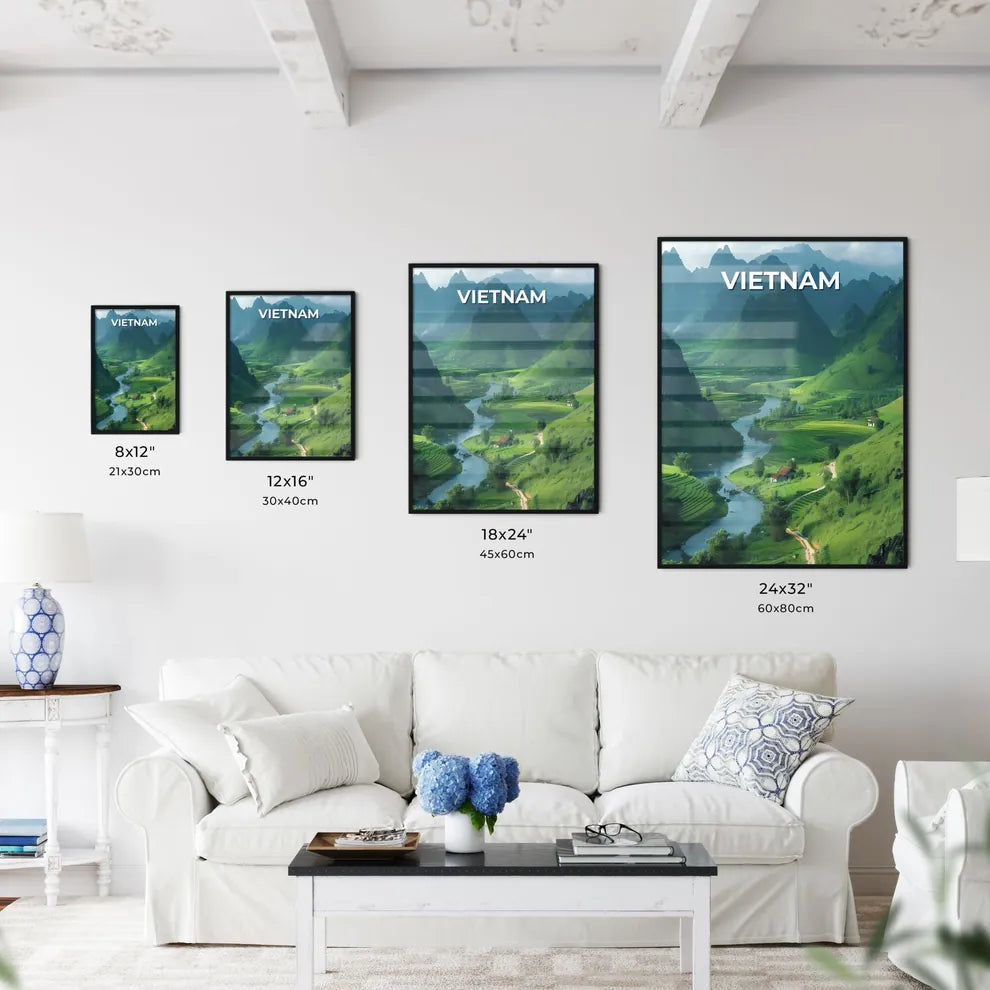 Tranquil River Flows Through Lush Valley in  - Kitchen Hangings