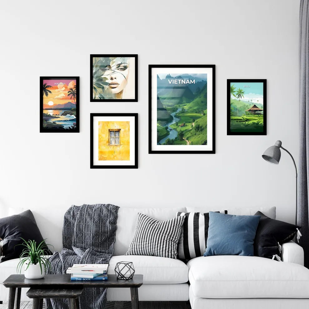 Tranquil River Flows Through Lush Valley in  Wall Art