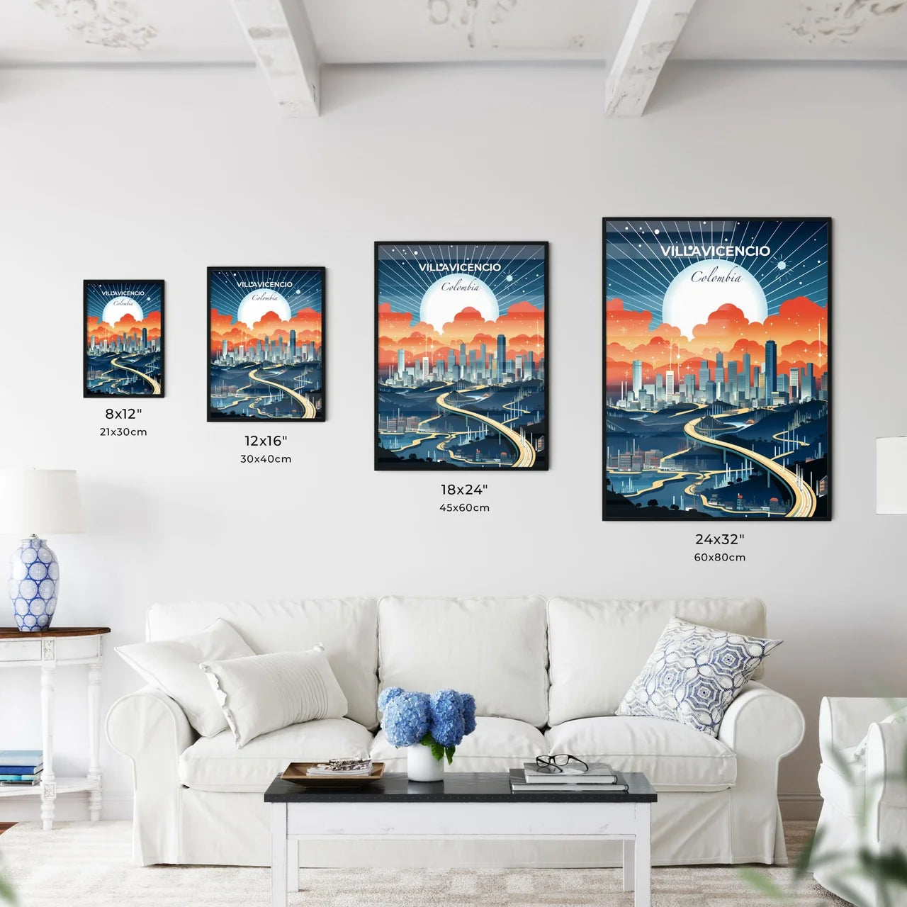 Vibrant Art Depiction of Villavicencio Skyline with Roadway and Bridge Default Title