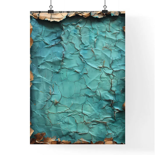 Distressed Vintage Blue Paint Crackled Wood  Poster