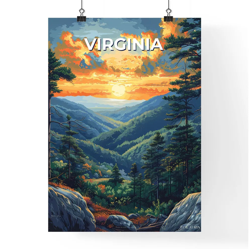 Vibrant Art Print of a Scenic Virginia Lands Poster