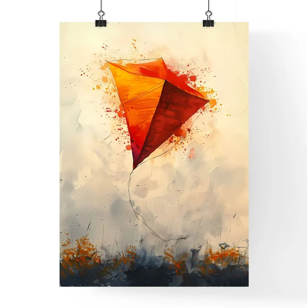 Watercolor Kite Art Painting Sky High Flying Poster