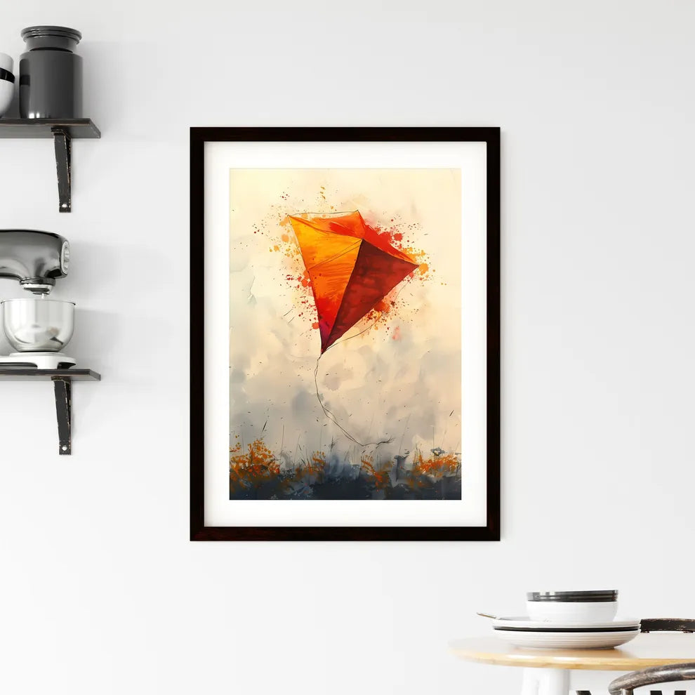 Watercolor Kite Art Painting Sky High Flying Framed Print