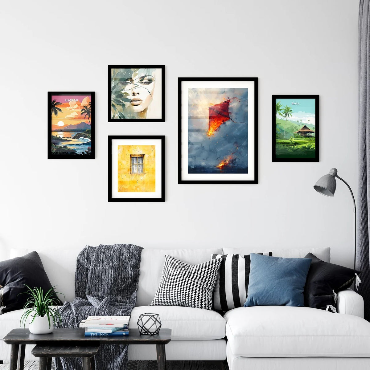 Vibrant Watercolor Kite Sky Ar Wall Art