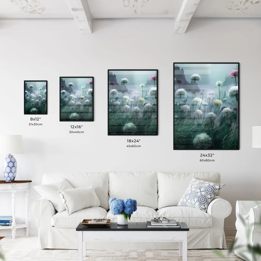 Vibrant Underwater World of Alliums: An Artistic Tapestry in White Size Chart