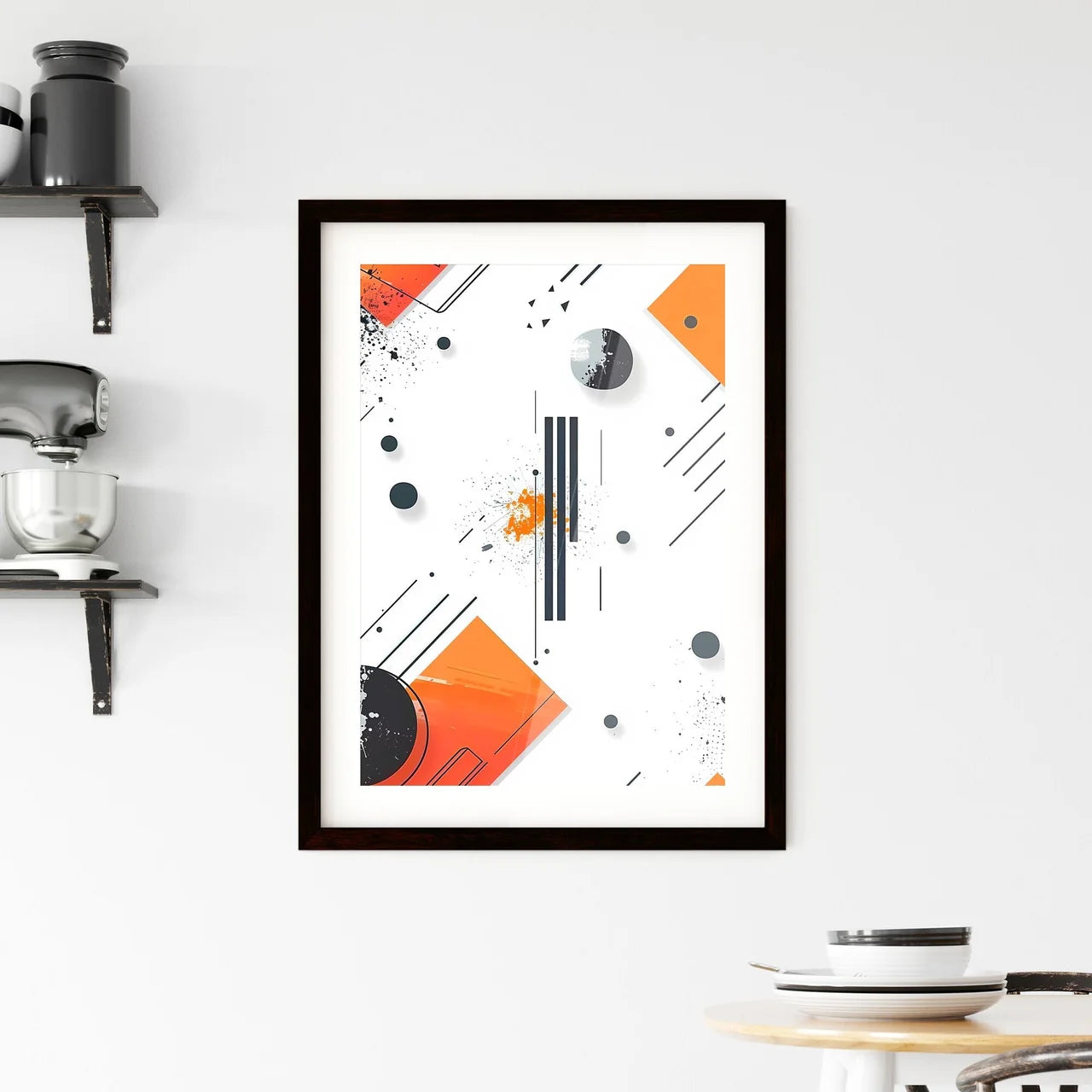 Abstract geometric painting featuring logoma Framed Print