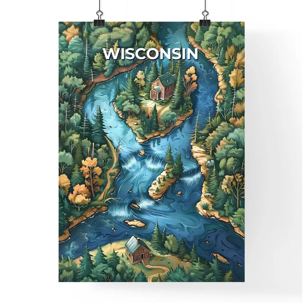 Vibrant Artistic Painting of River Landscape Poster