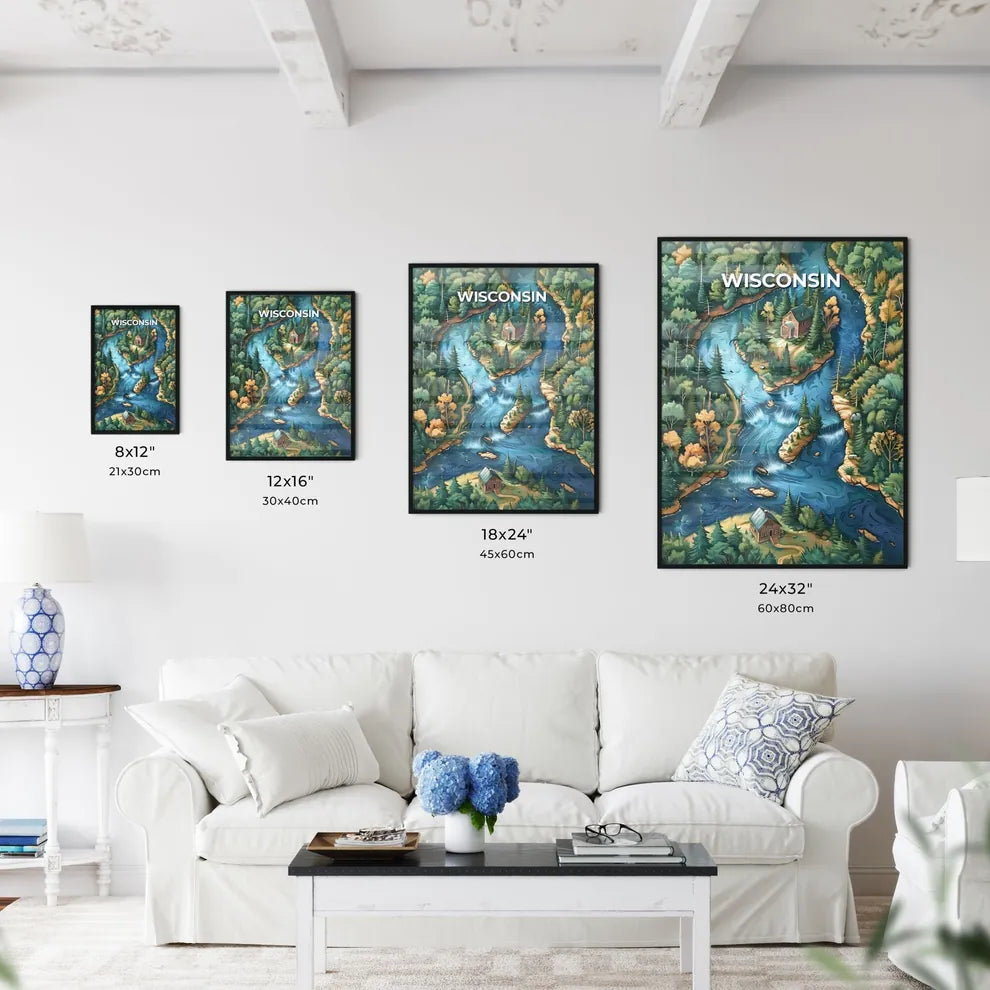Vibrant Artistic Painting of River Landscape - Kitchen Hangings
