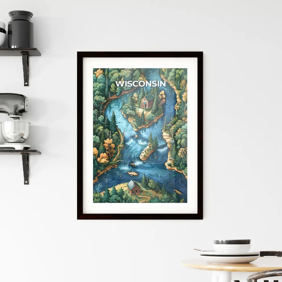 Vibrant Artistic Painting of River Landscape Framed Print