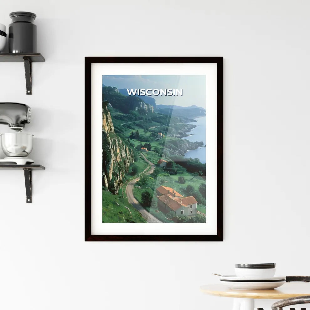 Vibrant Painting Depicting a Road to a Body of Water in Wisconsin, USA Custom Print