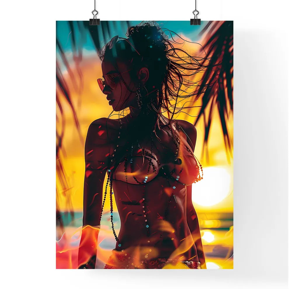 Vibrant Tropical Sunset Dance Festival Woman Poster