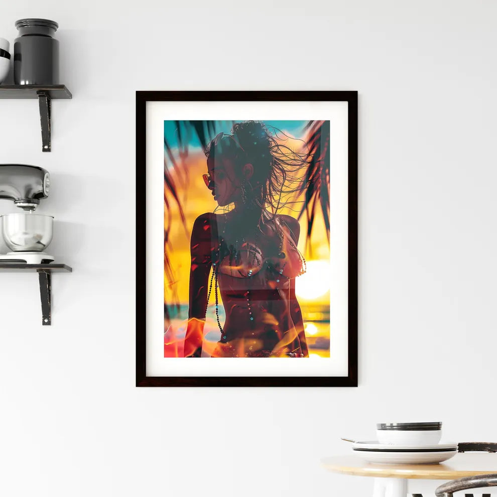 Vibrant Tropical Sunset Dance Festival Woman Framed Print
