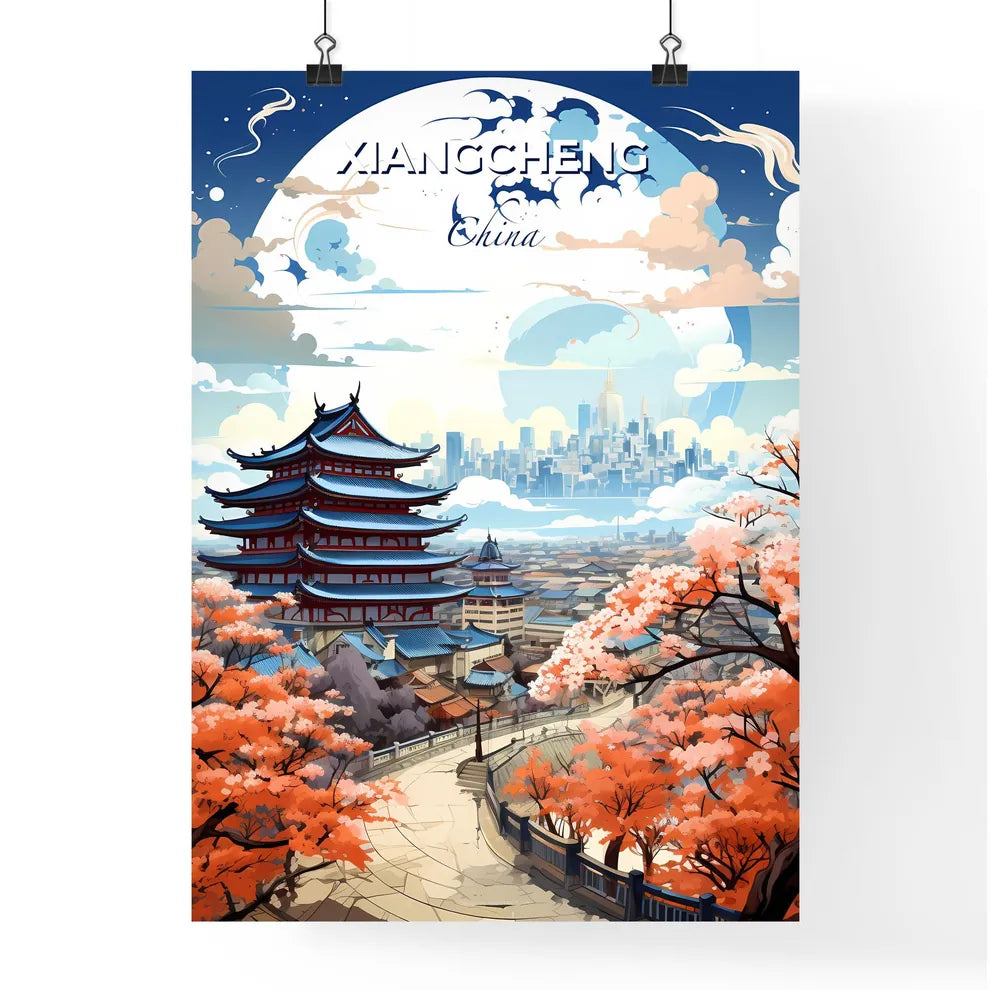 Xiangcheng China City Skyline Painting Art Pagoda Vibrant Landscape Default Title