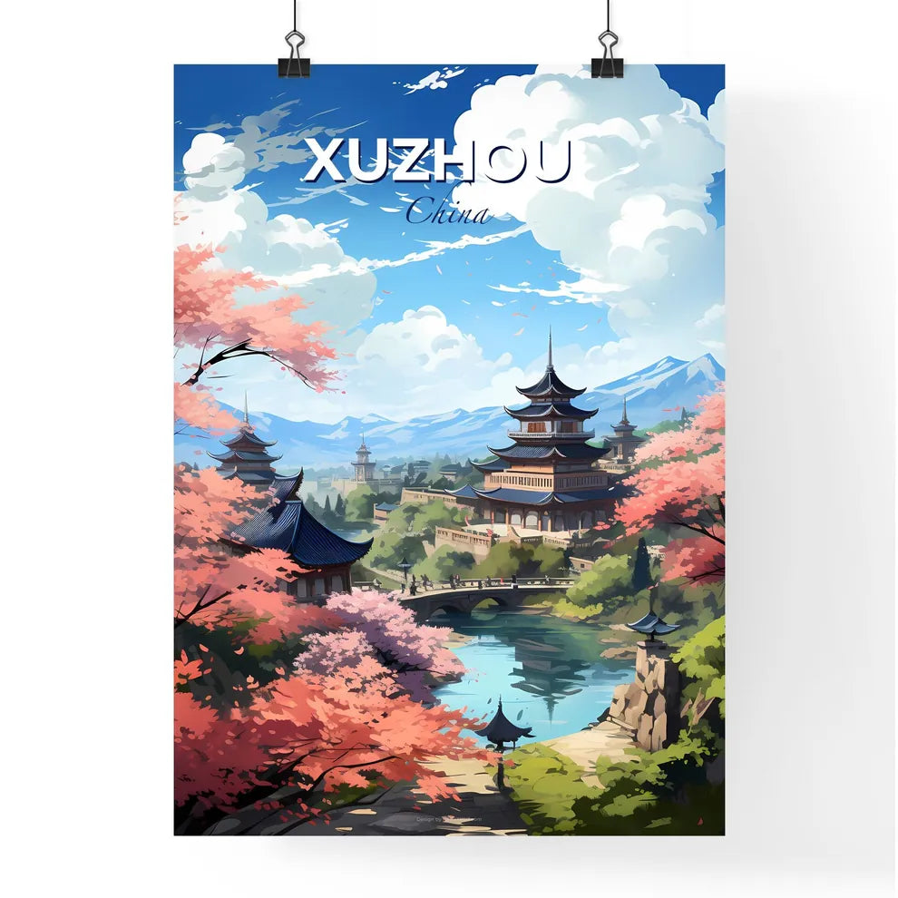 Xuzhou China Skyline Cityscape Cityscape River Art Artistic Landscape Painting Vibrant Brushstrokes Canvas Default Title