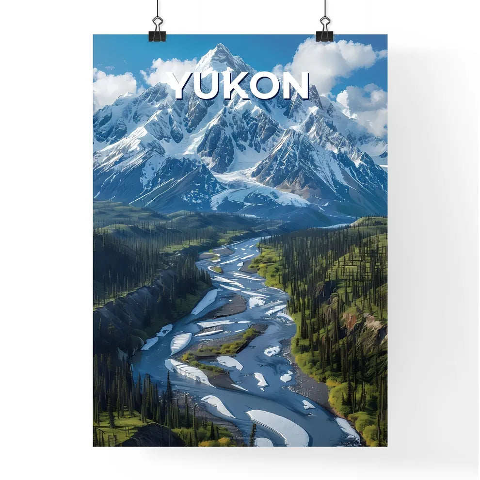Vibrant Painting of Yukon River Valley Lands Poster