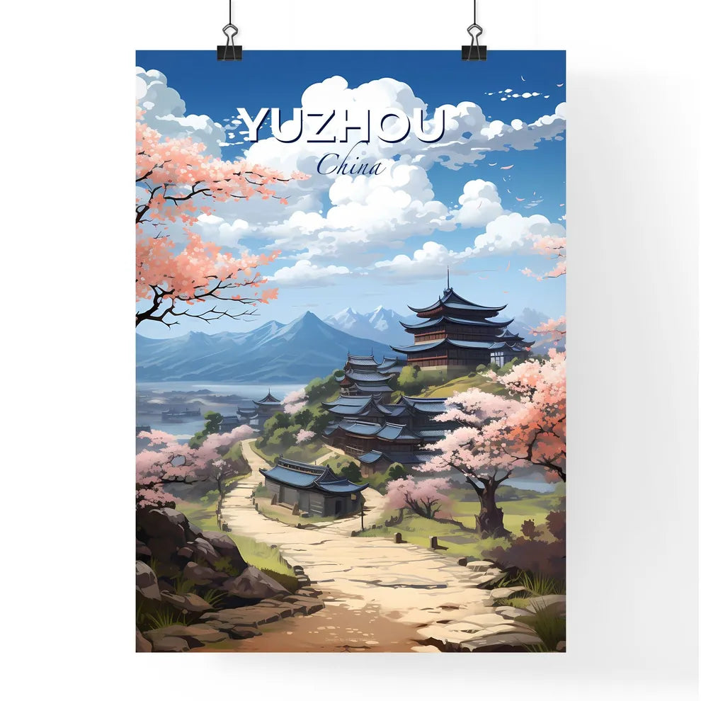 Yuzhou China Urban Vintage Landscape Painting Vibrant Art Colorful Road Trees Default Title